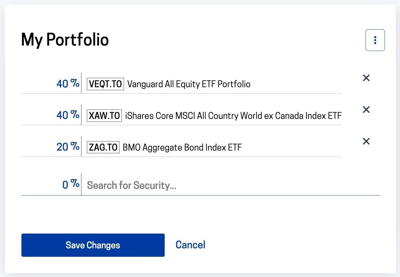 passiv portfolio example